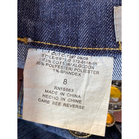 Lena Jeans Y2K Blue Demin Maxi Skirt with Gem Belt and Front Slit Women's 8 NWOT - Picture 6 of 10